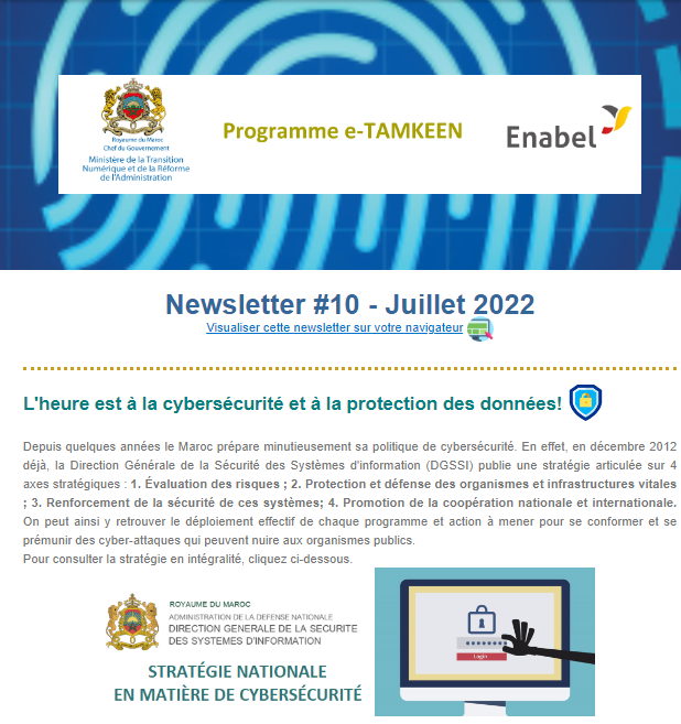 Consultez la 10ème newsletter trimestrielle de l’intervention e-TAMKEEN du Maroc